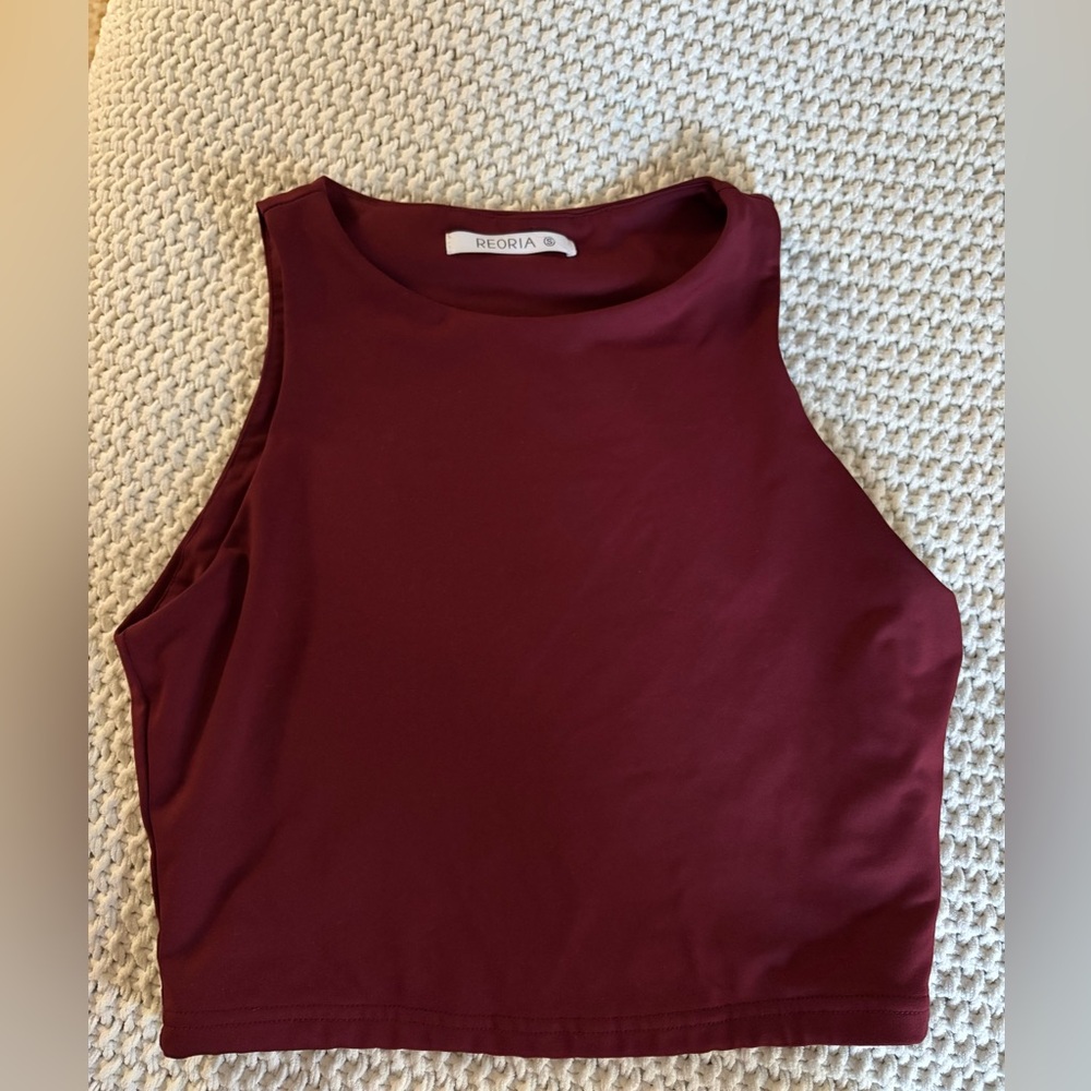 Reoria Burgundy Red Crop Top